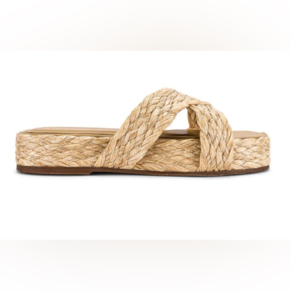 NWOT Kaanas Inagua Sandal Woven Raffia Braided 1.25” Platform Sandal Revolve